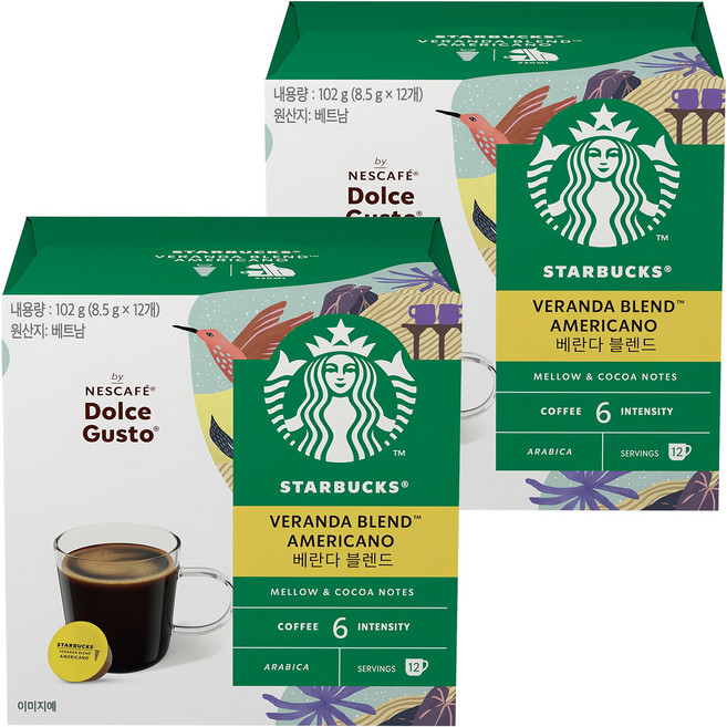 스타벅스 돌체구스토 베란다 블렌드 캡슐커피, 8.5g, 12개입, 2개