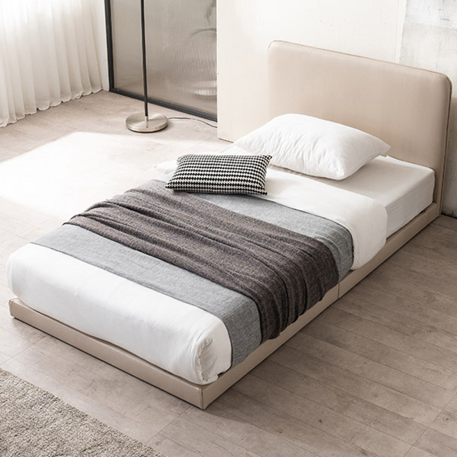 삼익가구 루시 슬림형 저상형 침대 프레임 + 라텍스 7존 독립스프링 매트리스 세트 방문설치, 베이지(프레임), 그레이(매트리스)