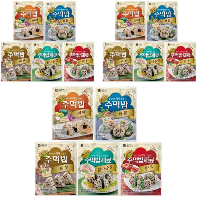맛있는풍경 주먹밥 한우+닭가슴살+야채+해물+버섯 5종세트, 24g, 3세트