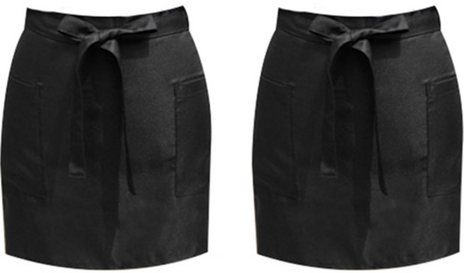 바이데코 솔리드 심플 허리 앞치마, 블랙, 2개