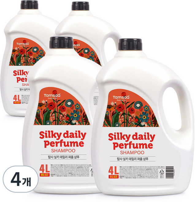 탐사 실키 데일리 퍼퓸 샴푸, 4L, 4개