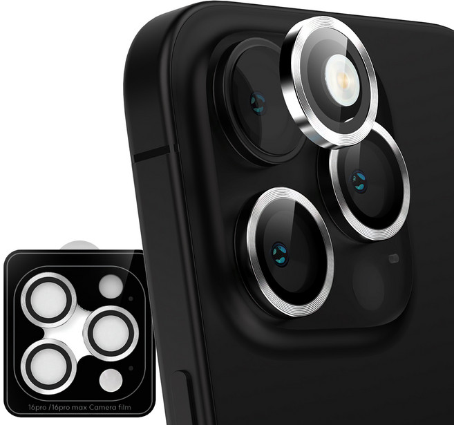 구스페리 메탈링 개별렌즈 휴대폰 카메라 강화유리 실버, 1세트