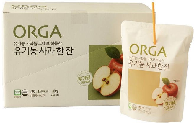 Orga Whole Foods 一杯有機蘋果汁, 140ml, 10入