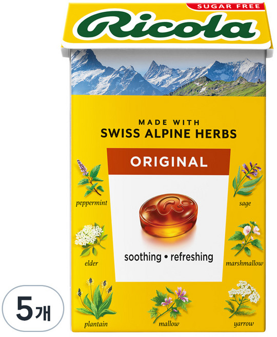 무설탕 스위스 허브캔디 리콜라 오리지널, 40g, 5개