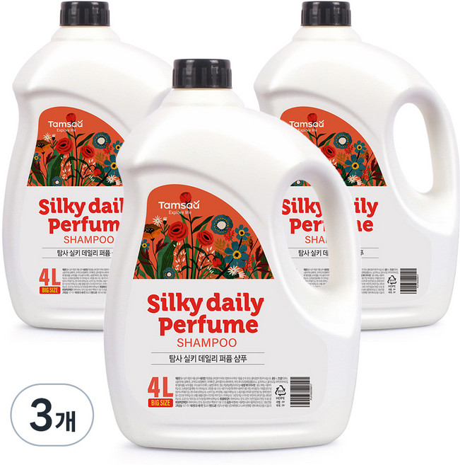 탐사 실키 데일리 퍼퓸 샴푸, 4L, 3개