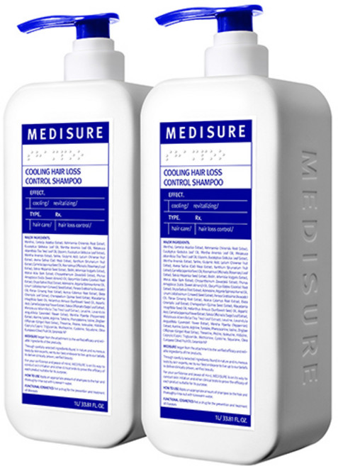 메디슈어 쿨링 탈모 샴푸, 1L, 2개