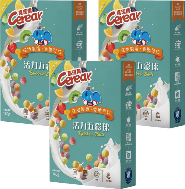 Cerear 喜瑞爾 活力五彩球, 160g, 3盒