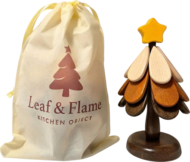 천만마켓 원목 우드 트리 별 냄비받침, 혼합색상, 1개