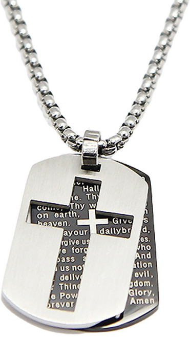 인디라벨 남성용 써지컬스틸 주기도문 십자가 목걸이