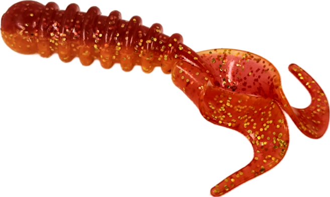 OWNER RB-4 捲尾蛆 Ring Twin Tail 歐娜 C'ultiva RB4 根魚 軟蟲 2吋, 螃蟹橙, 1包