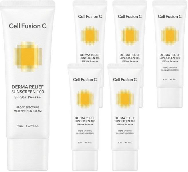 Cell Fusion C 秀膚生 台灣公司貨 舒敏保濕物理防曬霜 SPF50+ PA++++, 6個, 50ml