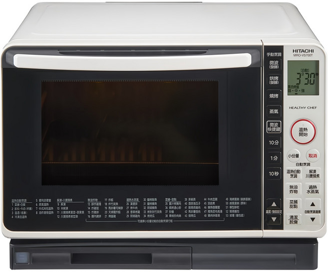 HITACHI 日立 過熱水蒸氣烘烤微波爐 內建92道自動料理 紅外線溫度感測 22L容量, MRO-VS700T-W