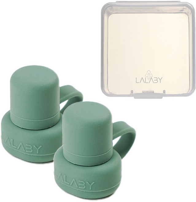 랄라비 실리콘 파우치 토퍼 2P 세트 빨대컵부속용품, 1세트, 토퍼2P(Green)+케이스
