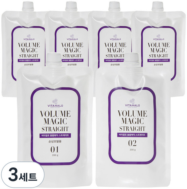비타할로 볼륨매직 스트레이트 손상모발용 1제 200g+ 2제 200g, 3개