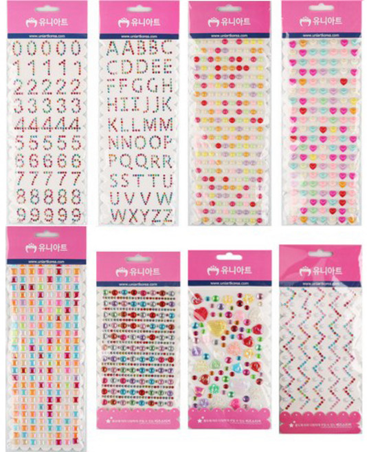 유니아트 비즈스티커 10종 세트 3번 S032, 혼합색상, 1세트