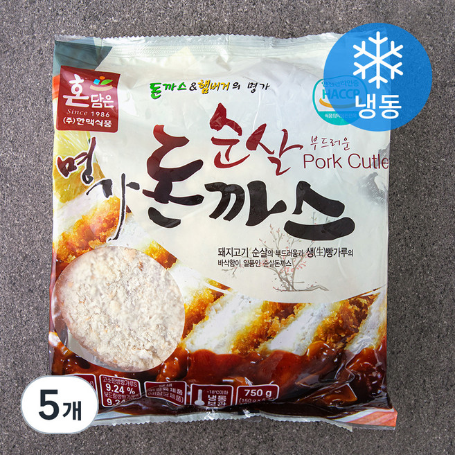 한맥 순살 돈까스 5개입 (냉동), 750g, 5개