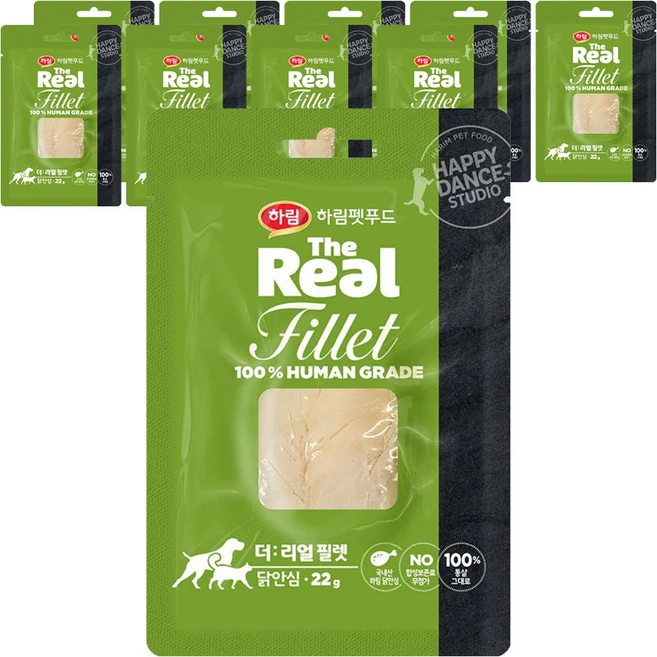 하림펫푸드 전연령 반려동물 더리얼 필렛 습식사료, 닭안심, 22g, 10개 - 쿠팡