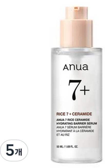 아누아 7 라이스 세라마이드 하이드레이팅 베리어 세럼, 5개, 50ml - 쿠팡