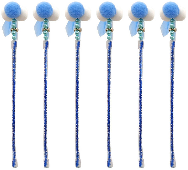 寵物夢工廠 絨球羽毛伸縮逗貓棒 收合長36cm 展開長59cm 6個, 顏色隨機, 1袋