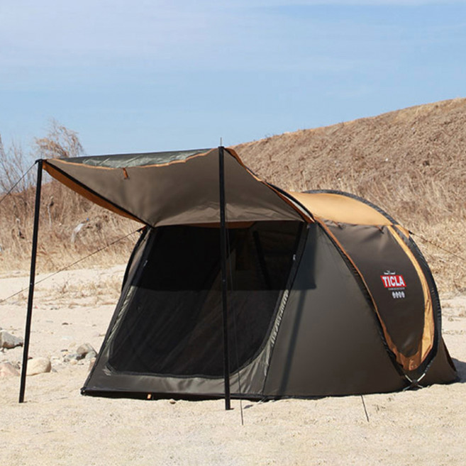 빈슨메시프 티클라 원터치텐트 오페라스위트 + 폴대2p, 브라운, 5인용