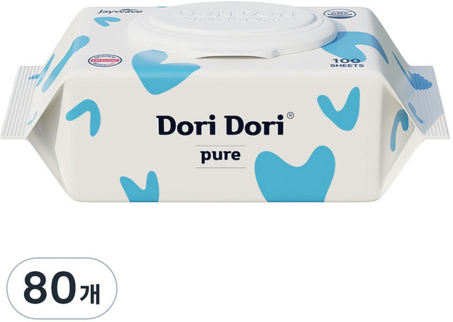 도리도리 퓨어 아기물티슈 캡형, 40g, 100매, 80개
