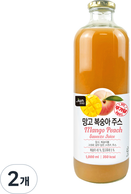 jun 芒果水蜜桃汁, 1L, 2個
