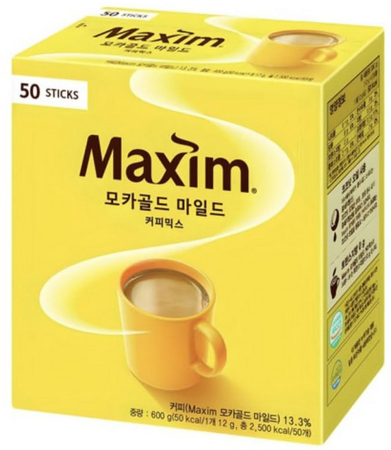 Maxim 麥心 摩卡經典三合一咖啡, 12g, 50條, 1盒