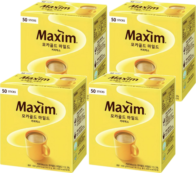 Maxim 麥心 摩卡經典三合一咖啡, 12g, 4盒, 50條
