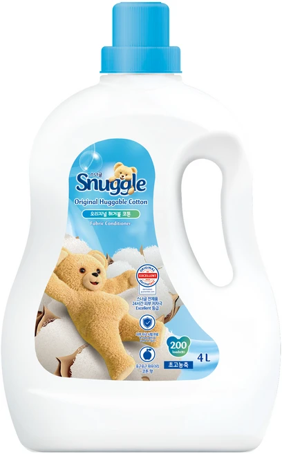 스너글 초고농축 섬유유연제 오리지널 허거블 코튼 본품, 4L, 1개 - 쿠팡