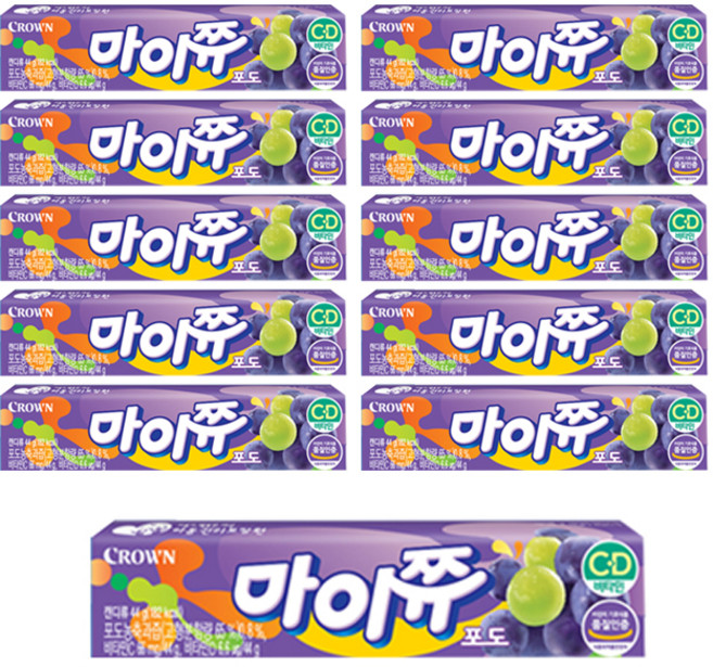 크라운 마이쮸 포도, 44g, 11개