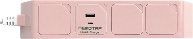 네모탭 고속충전 멀티탭 C타입 일반 3구 SY-NA3 USB CT-2, 1.2m, 핑크, 1개