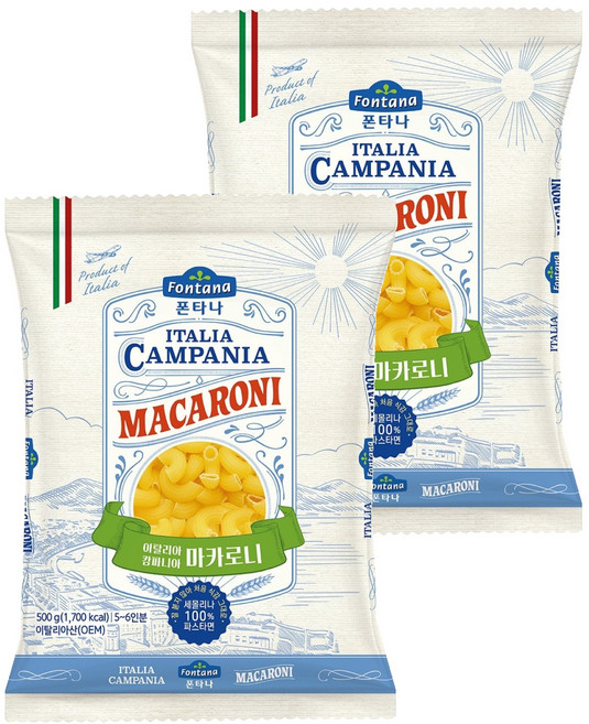 폰타나 이탈리아 캄파니아 마카로니, 500g, 2개
