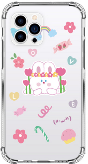 루다컴퍼니 루다 소보로버니 투명 방탄 젤리 휴대폰 케이스