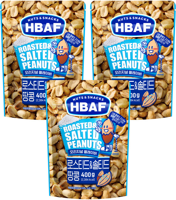 바프 로스티드 앤 솔티드 땅콩, 400g, 3개