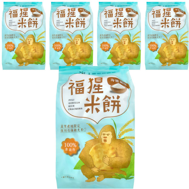 富里鄉農會 福猩米餅 海鹽風味 富里產地限定 採用花蓮越光米 非油炸, 150g, 5袋