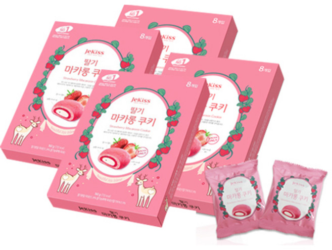 제키스 딸기 마카롱 쿠키, 160g, 4개