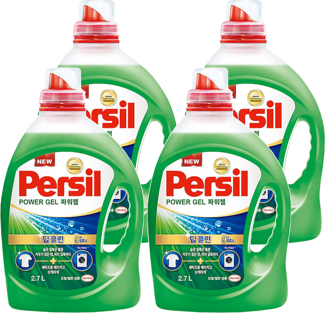 Persil 寶瀅 韓國原裝進口 Power Gel Plus 9重酵素強效淨垢洗衣凝露, 2.7L, 4桶