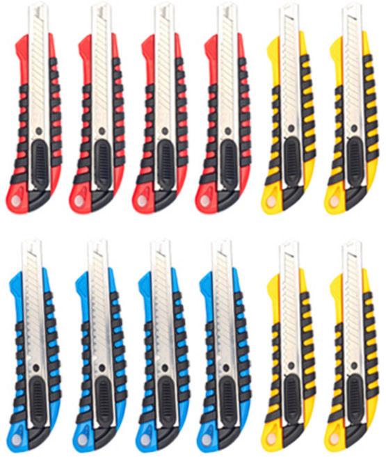 다다 RUBBER GRIP 커터칼 대형 18mm, 랜덤 발송, 12개