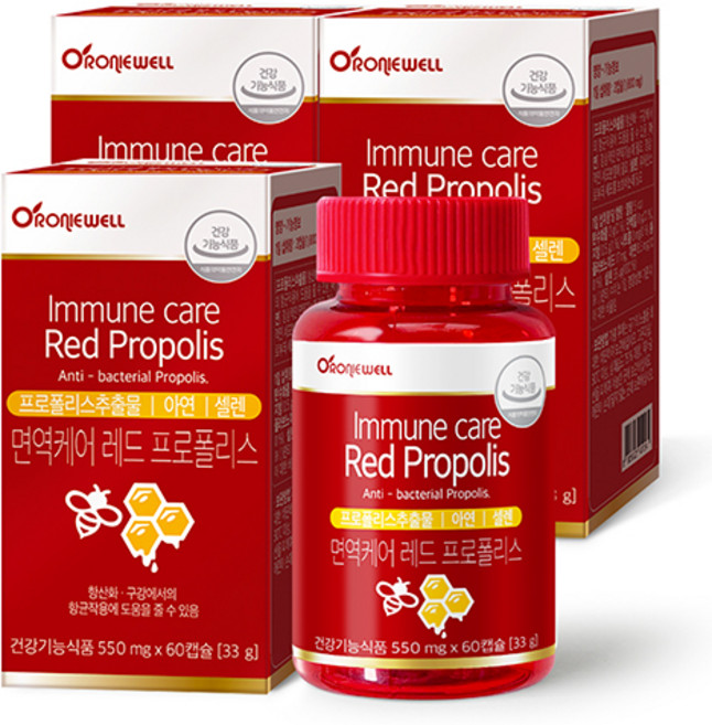 로니웰 면역케어 레드 프로폴리스, 60정, 3개