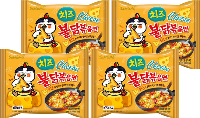 Samyang Foods 三養 Buldak 火辣雞肉風味鐵板炒麵 起司風味 140g, 4包