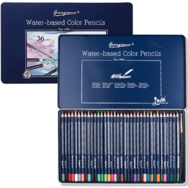 조르조네 전문가용 수성 컬러 색연필 틴케이스, 36색, 1개