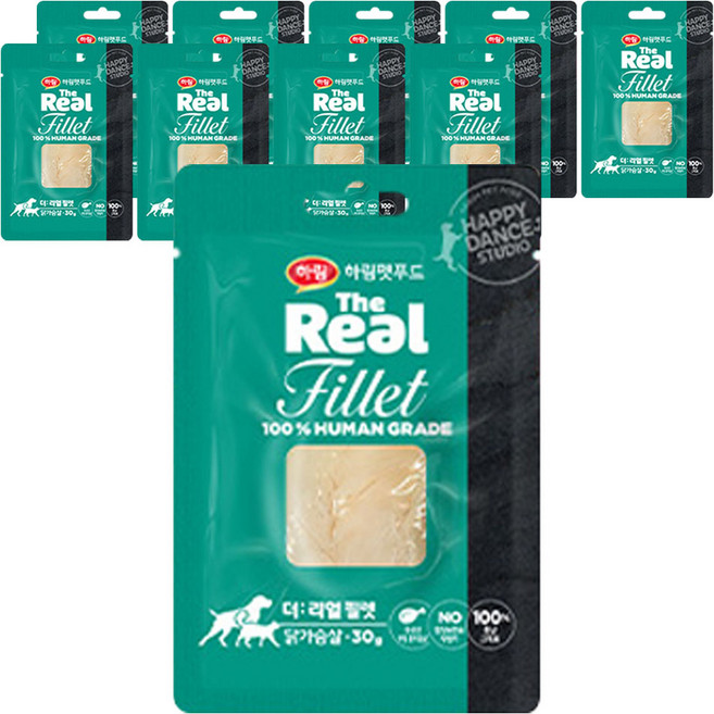 하림펫푸드 전연령 반려동물 더리얼 필렛 간식, 닭가슴살, 30g, 10개