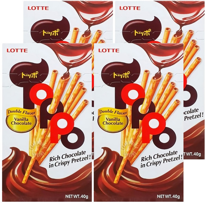 Toppo 夾心餅乾棒 巧克力口味, 40g, 4盒