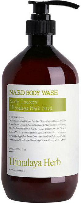 NARD 沐浴乳 Lemon Mint 喜馬拉雅草本 舒緩保濕 無刺激性, 1L, 1瓶