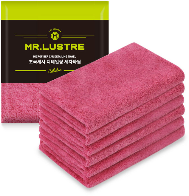 미스터러스터 브라이트 폴리싱 세차 타월 50 x 30 cm, 핑크, 6개