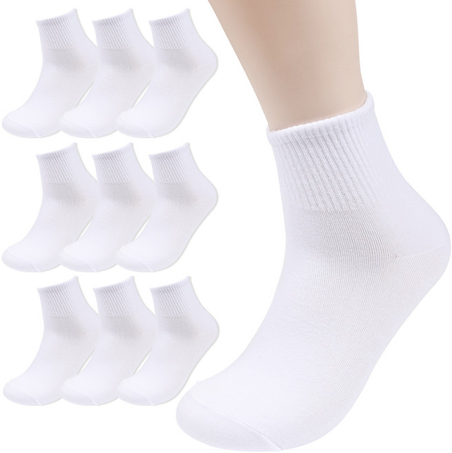 삭스판다 여성용 국산 카바 무지 중목 양말 10켤레 세트