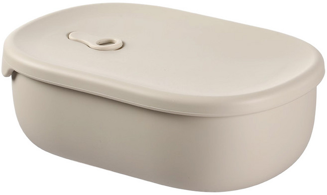 FaSoLa 食品用鉑金矽膠可微波分隔便當盒組, 灰色, 1個