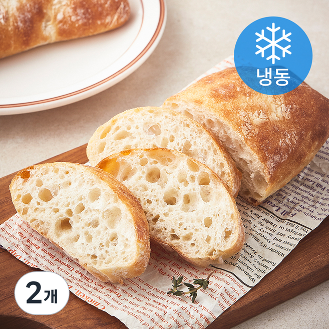 프레시오늘 저온숙성 소프트 수제 저당 플레인 치아바타 2개입 (냉동), 260g, 2개