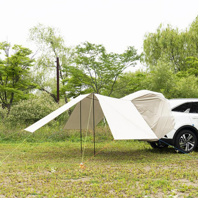 DAJAP 2分鐘簡易車尾帳篷 3面防水布 L號, 2個人, 奶油米色