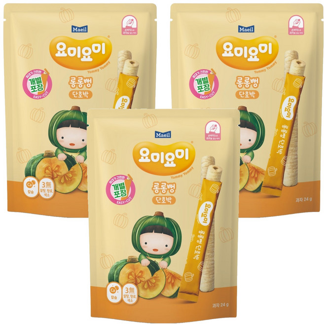 Maeil 每日乳業 Yommy Yommy 米棒棒, 3袋, 南瓜, 24g